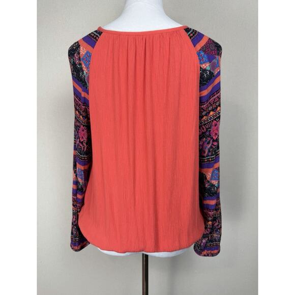 SOFT SURROUNDINGS Top Blouse Sz M Gauze Embroidered Boho Elastic Waist Pullover - Picture 6 of 12